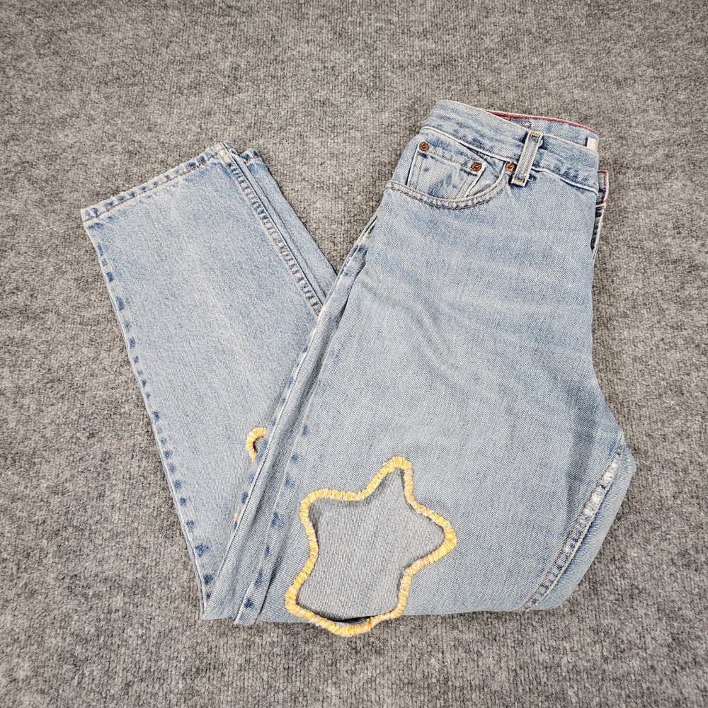 Levi's 550 Vintage Custom Embroidered Star Cutout Jeans Women 10M Light Wash
